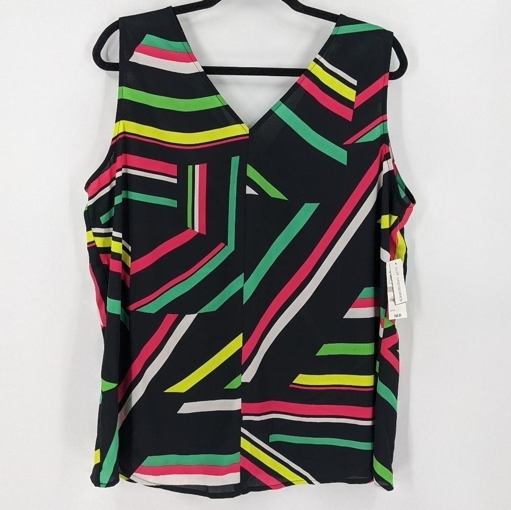NWT BAR III Neon Geometric Sleeveless Top